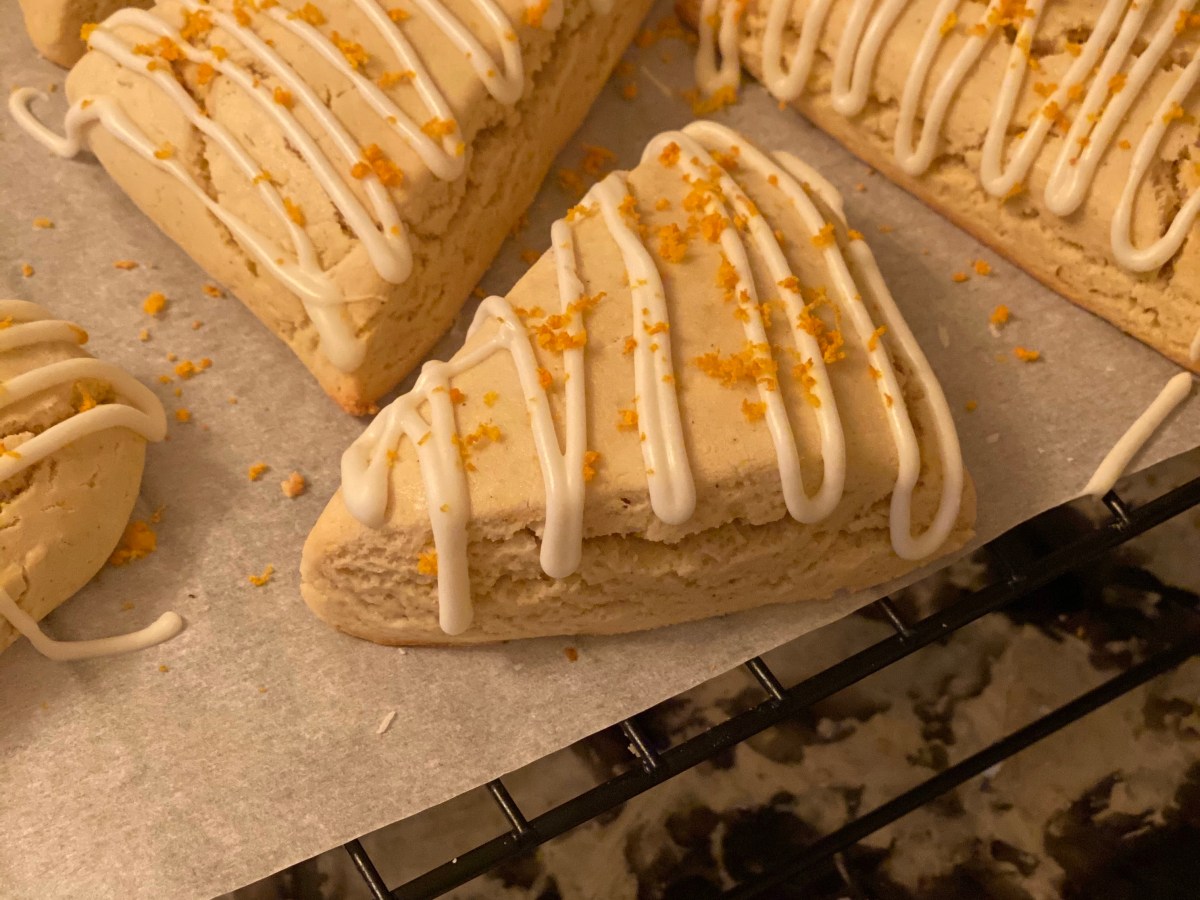 Orange Scones with White Chocolate Drizzle